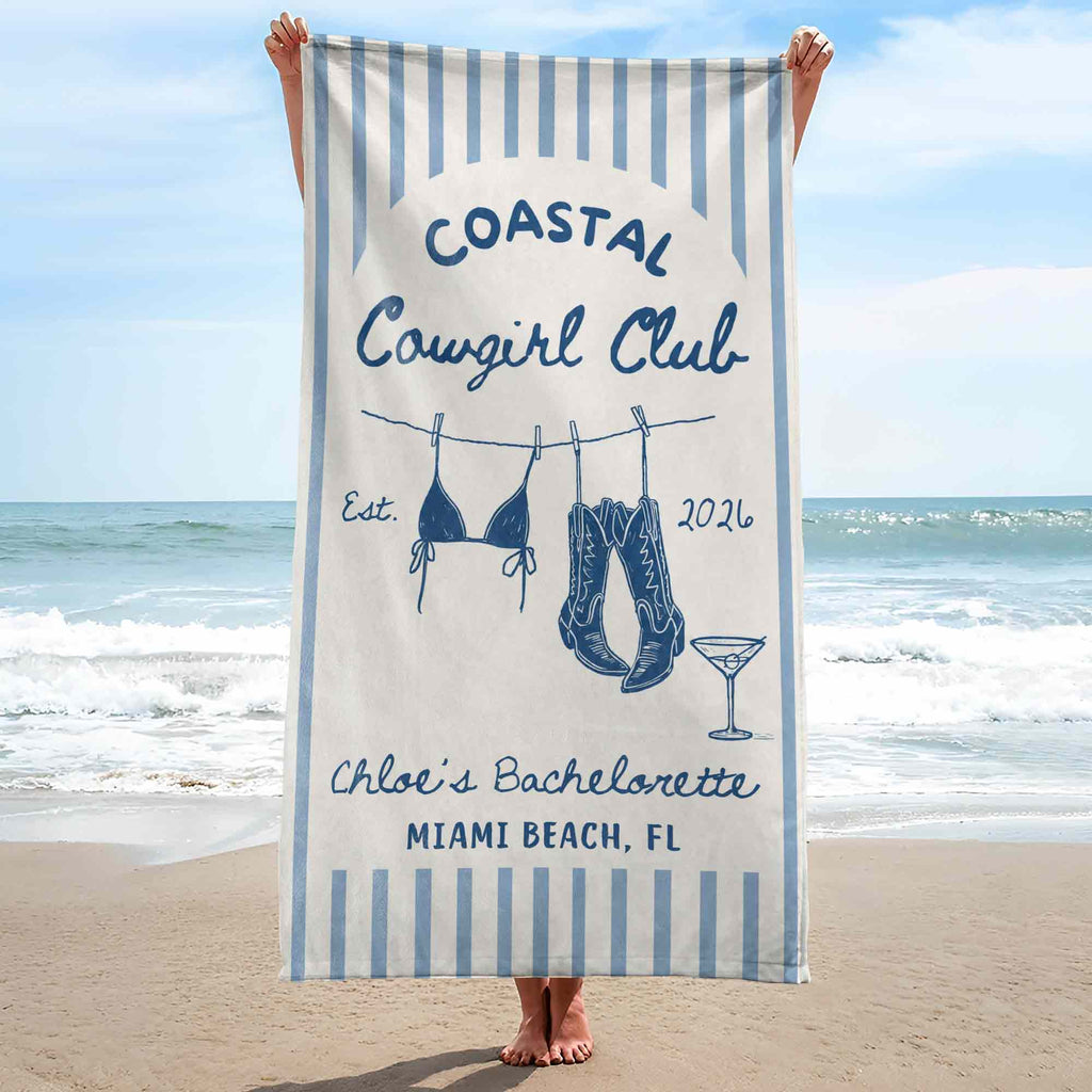 Personalized Beach Towel for Bachelorette Party Custom Name Beach Towels GradoCreations