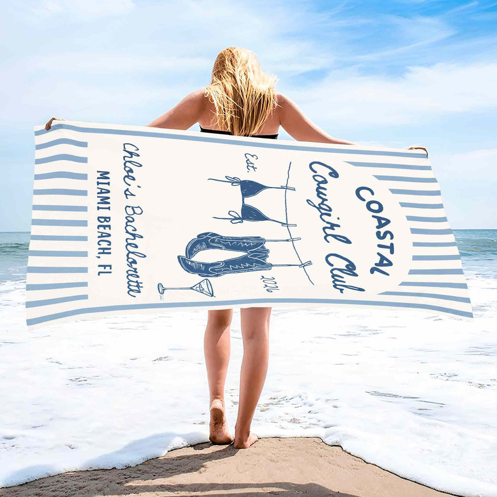 Personalized Beach Towel for Bachelorette Party Custom Name Beach Towels GradoCreations