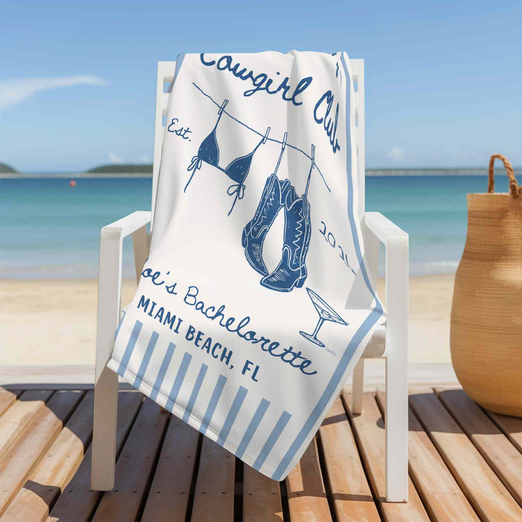 Personalized Beach Towel for Bachelorette Party Custom Name Beach Towels GradoCreations