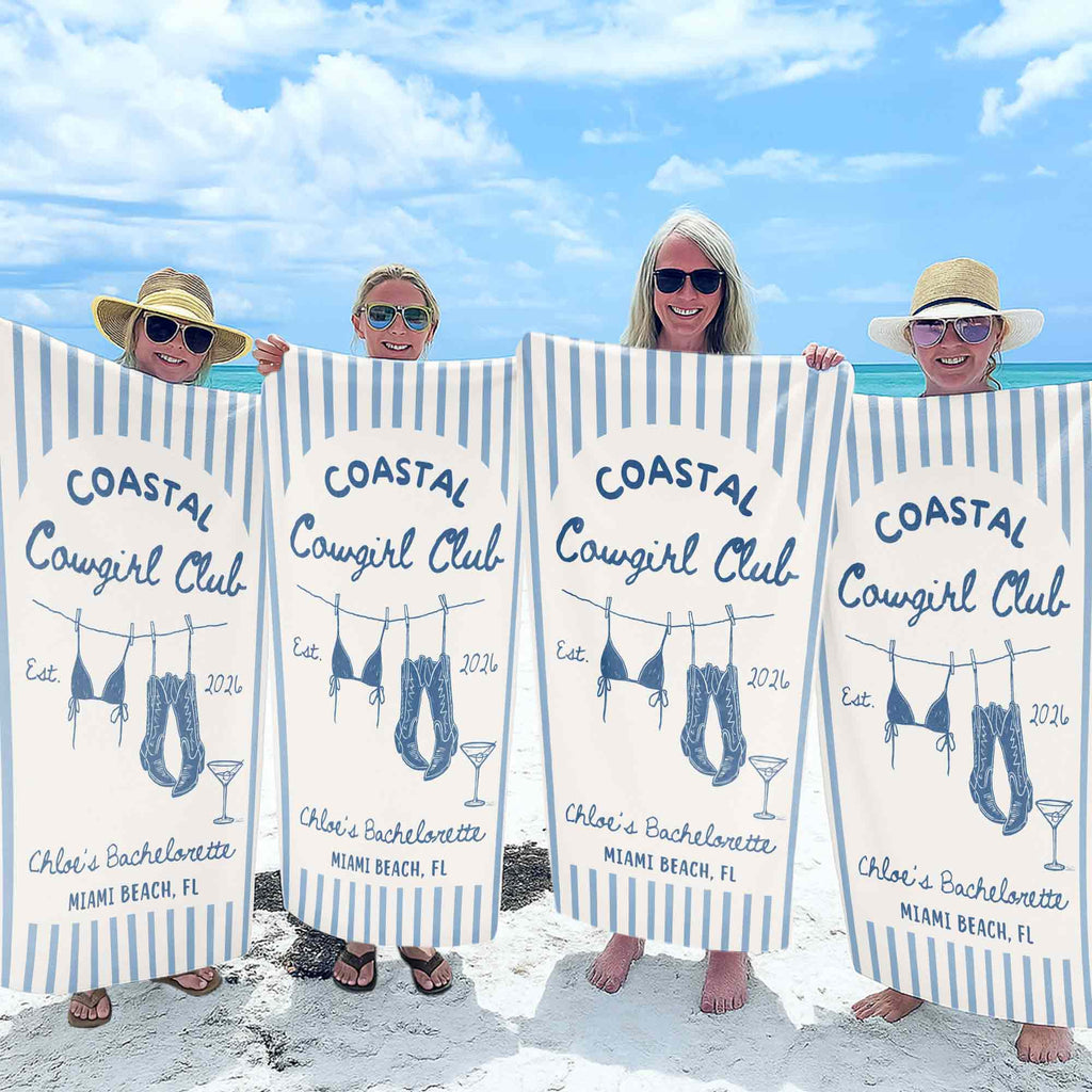 Personalized Beach Towel for Bachelorette Party Custom Name Beach Towels GradoCreations