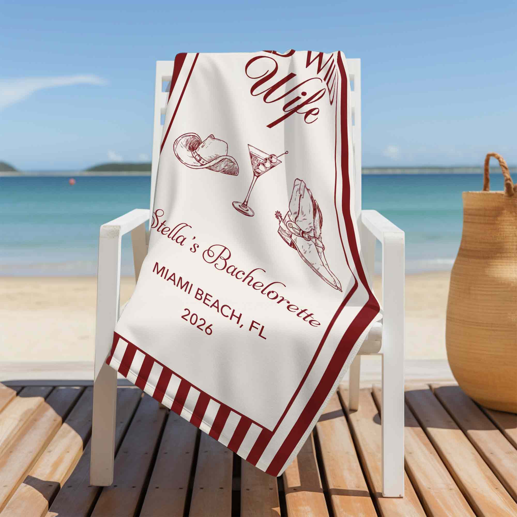 Personalized Cowboy Hat Beach Towel Gift for Bachelorette Party Beach Towels GradoCreations
