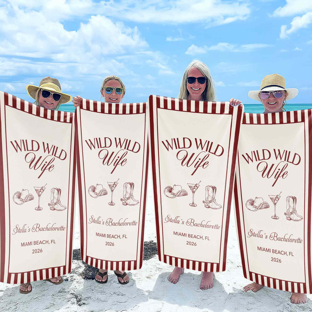 Personalized Cowboy Hat Beach Towel Gift for Bachelorette Party Beach Towels GradoCreations