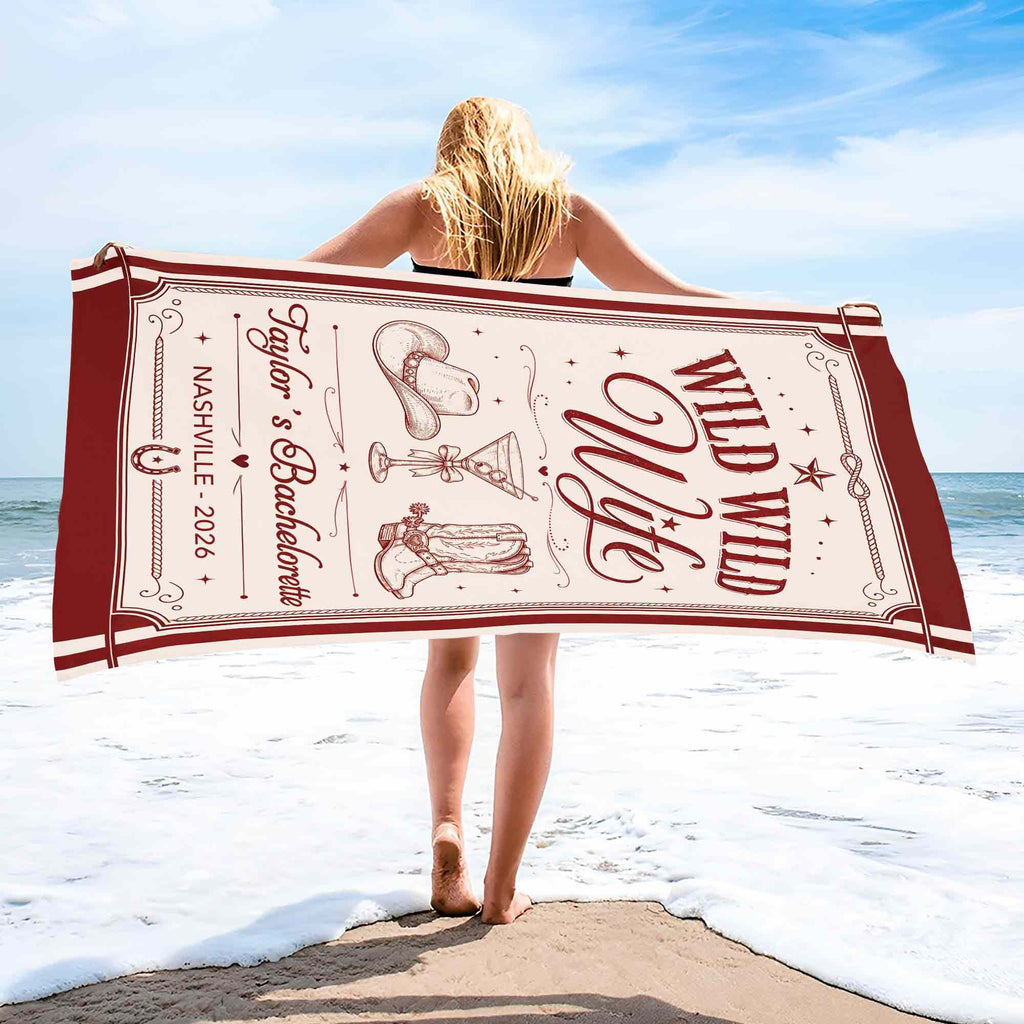 Personalized Microfiber Beach Towel Custom Name Bachelorette Gift Beach Towels GradoCreations