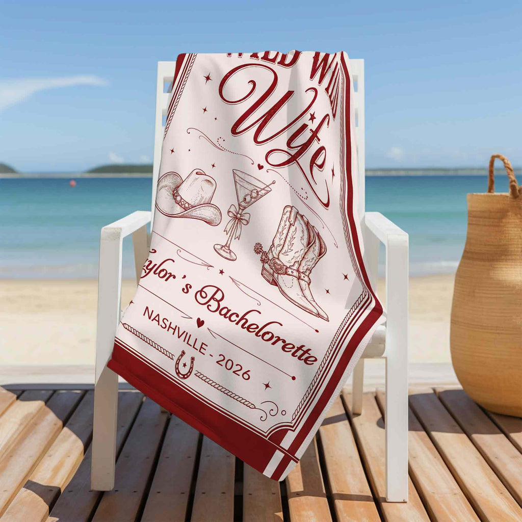 Personalized Microfiber Beach Towel Custom Name Bachelorette Gift Beach Towels GradoCreations