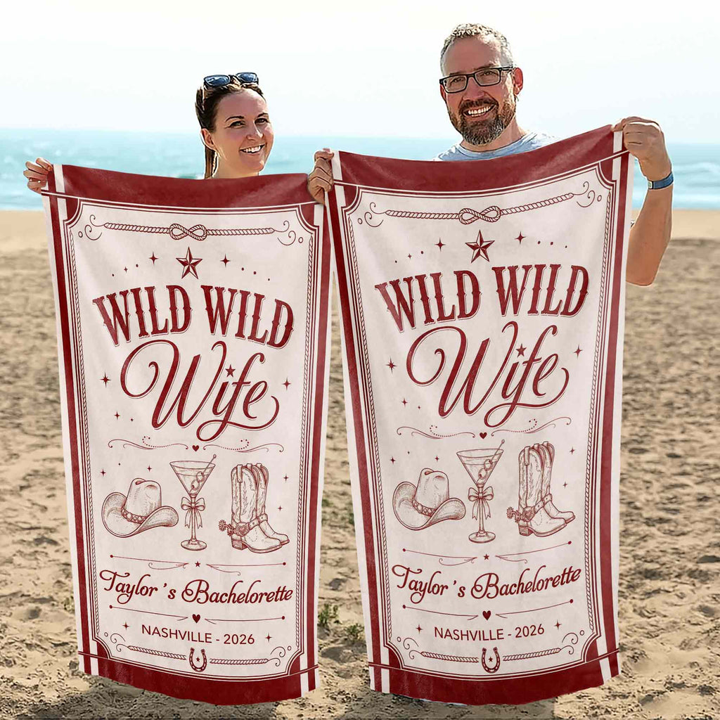 Personalized Microfiber Beach Towel Custom Name Bachelorette Gift Beach Towels GradoCreations