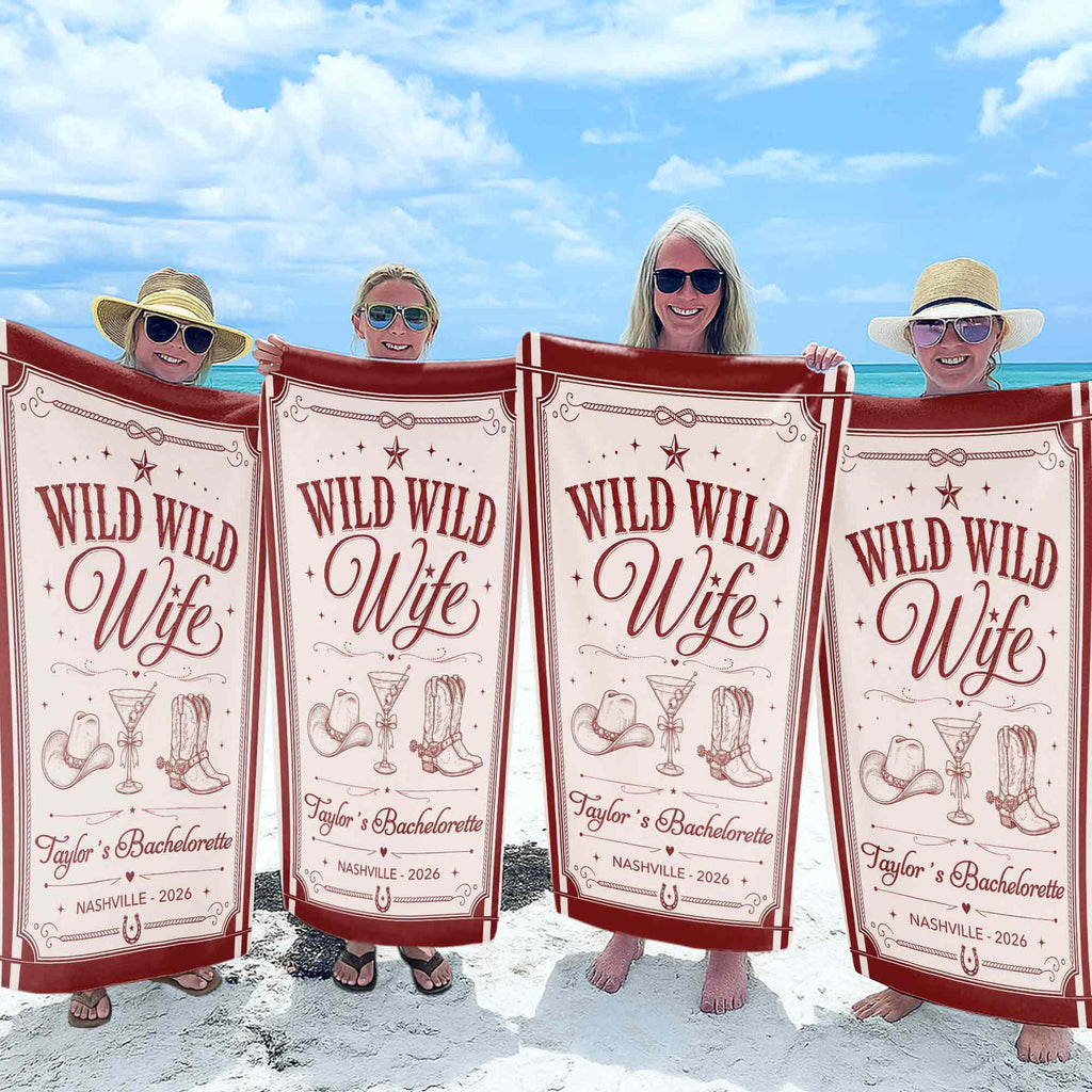Personalized Microfiber Beach Towel Custom Name Bachelorette Gift Beach Towels GradoCreations