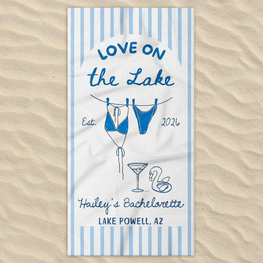Personalized Beach Towel Custom Name Bachelorette Gift Flamingo Beach Towels GradoCreations