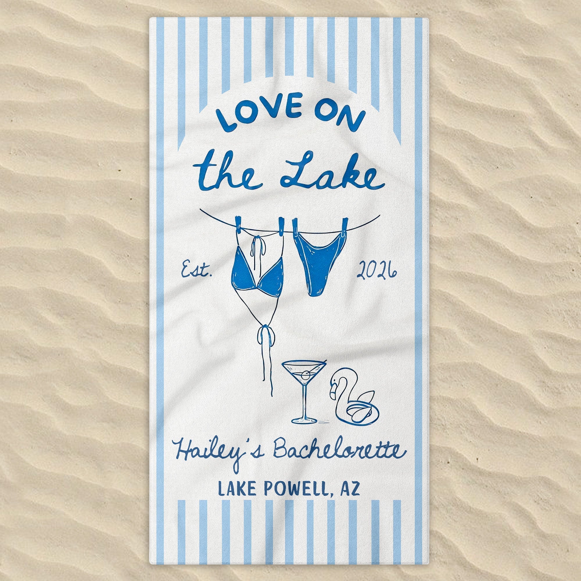 Personalized Beach Towel Custom Name Bachelorette Gift Flamingo Beach Towels GradoCreations