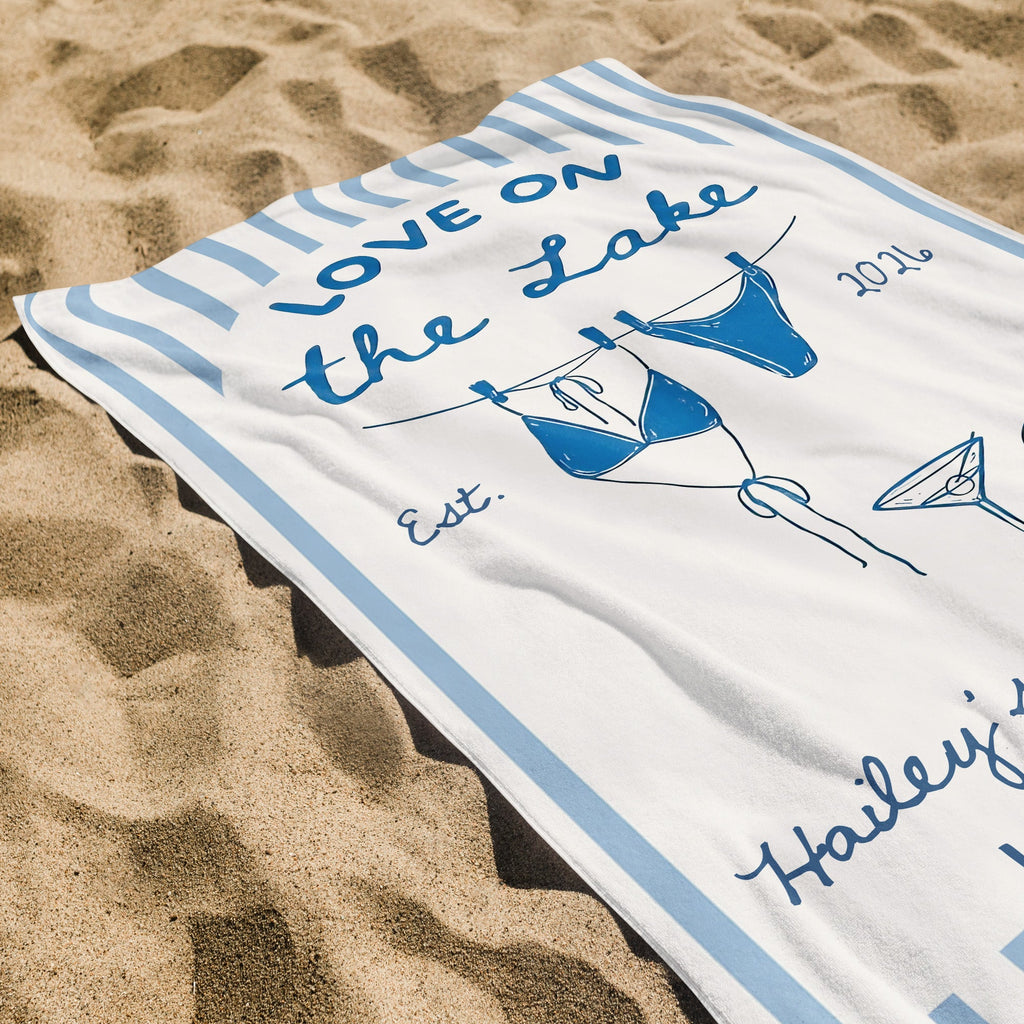 Personalized Beach Towel Custom Name Bachelorette Gift Flamingo Beach Towels GradoCreations