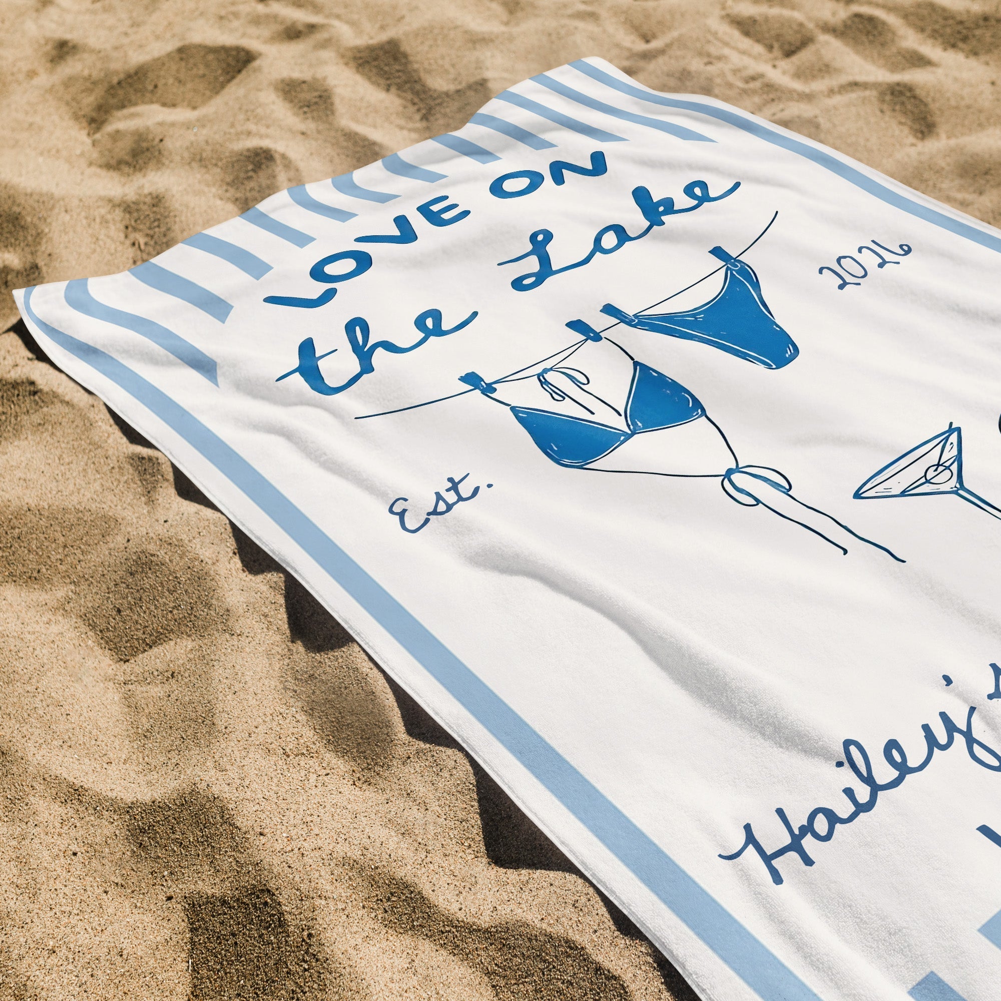 Personalized Beach Towel Custom Name Bachelorette Gift Flamingo Beach Towels GradoCreations