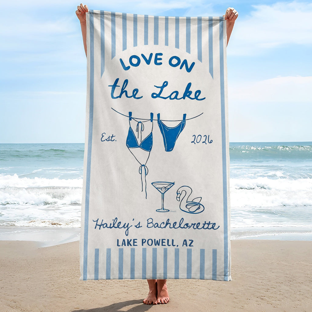 Personalized Beach Towel Custom Name Bachelorette Gift Flamingo Beach Towels GradoCreations