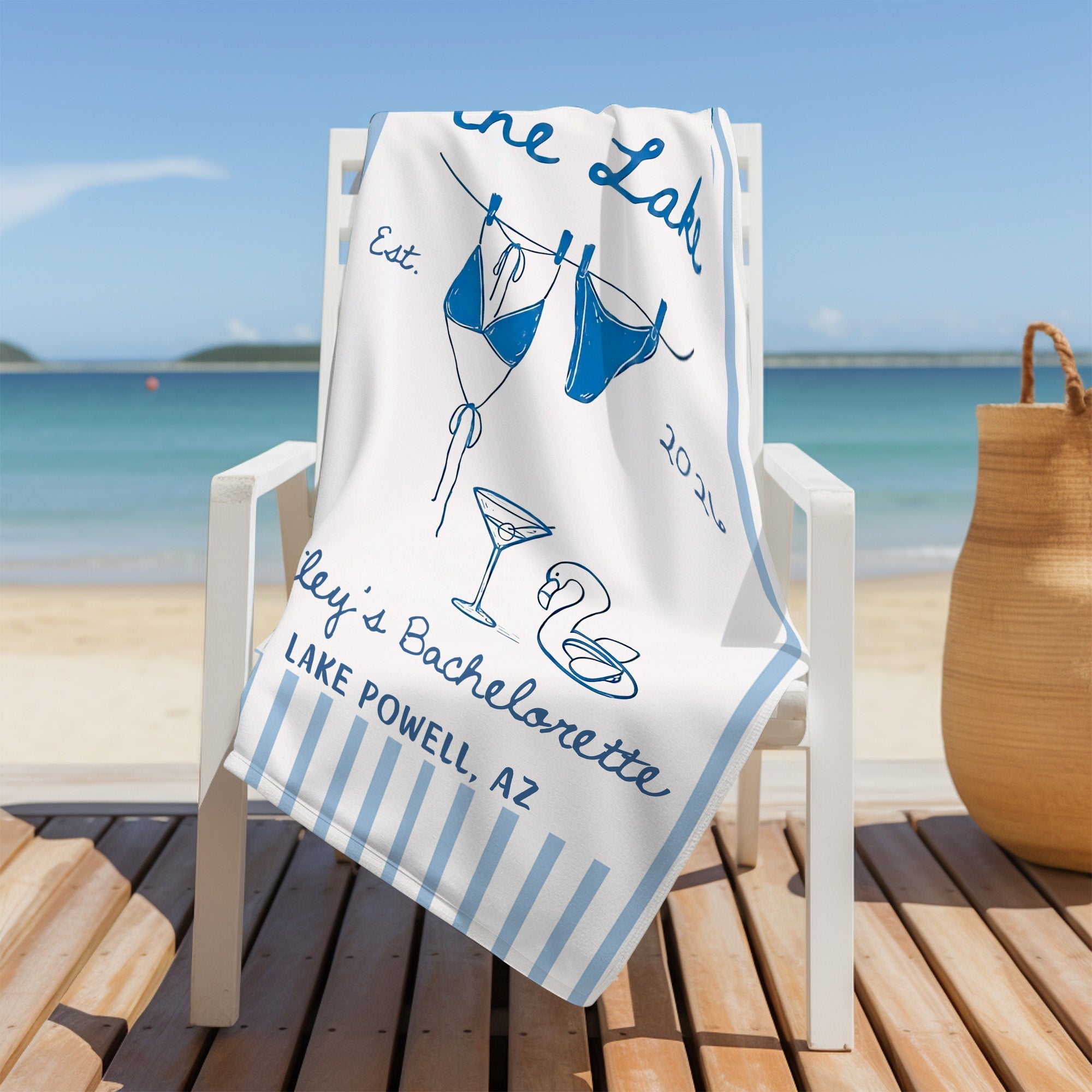 Personalized Beach Towel Custom Name Bachelorette Gift Flamingo Beach Towels GradoCreations