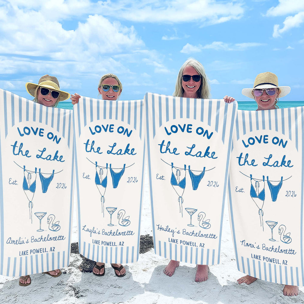 Personalized Beach Towel Custom Name Bachelorette Gift Flamingo Beach Towels GradoCreations