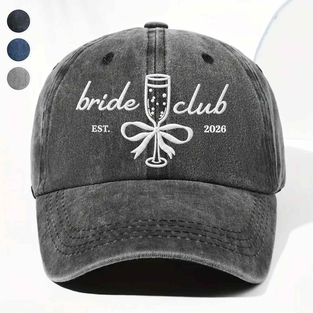 Personalized Washed Denim Cap Custom Name Bridal Shower Gift Washed Denim Cap GradoCreations