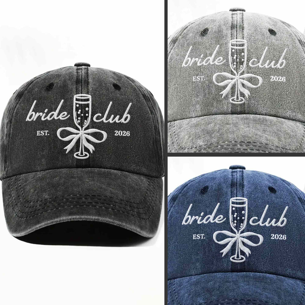 Personalized Washed Denim Cap Custom Name Bridal Shower Gift Washed Denim Cap GradoCreations