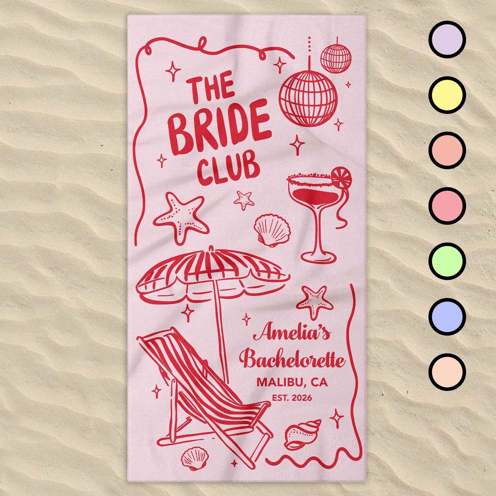 Personalized Beach Towel Custom Name Perfect for Bachelorette Party Beach Towels GradoCreations