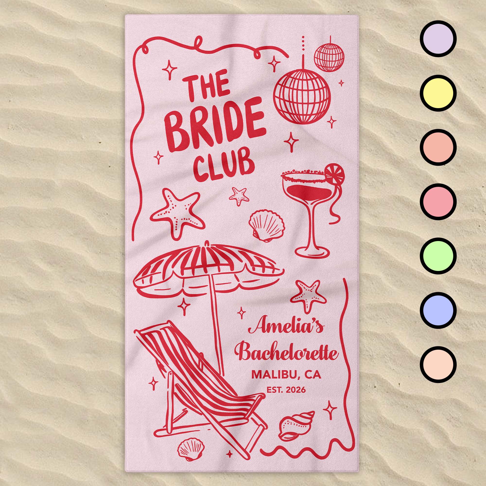Personalized Beach Towel Custom Name Perfect for Bachelorette Party Beach Towels GradoCreations