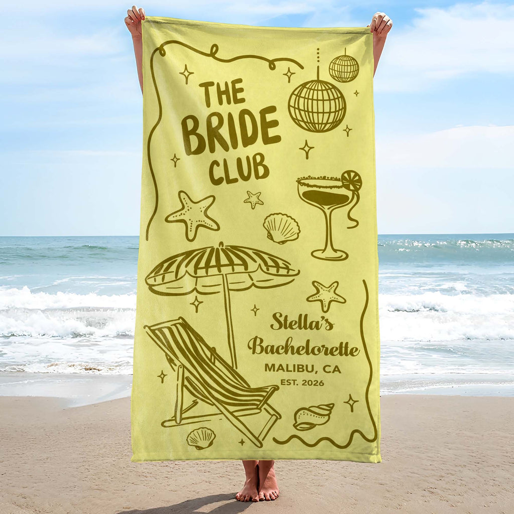Personalized Beach Towel Custom Name Perfect for Bachelorette Party Beach Towels GradoCreations