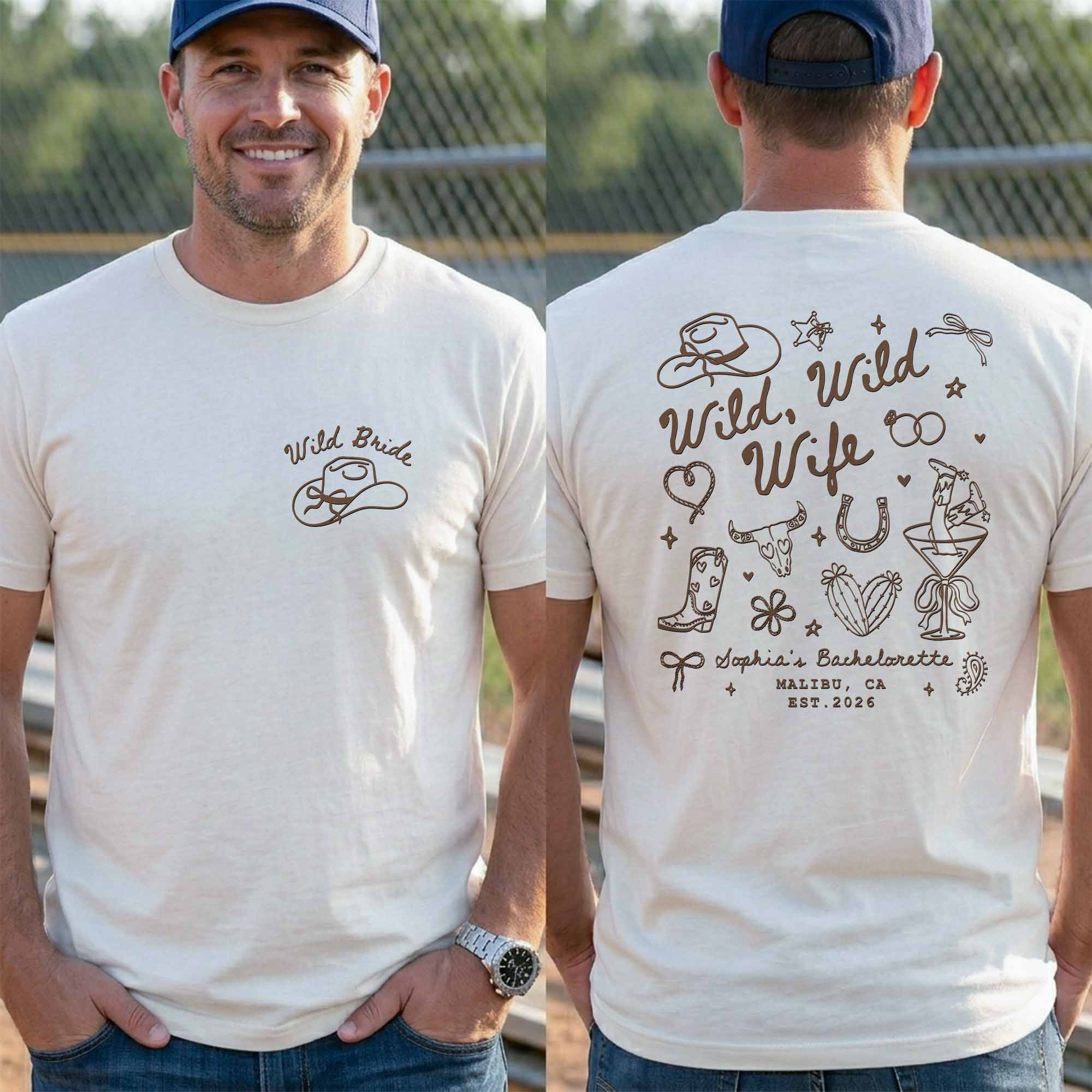 Personalized Custom Bachelorette T-Shirt Gift for Bride T-Shirt Font and Back GradoCreations