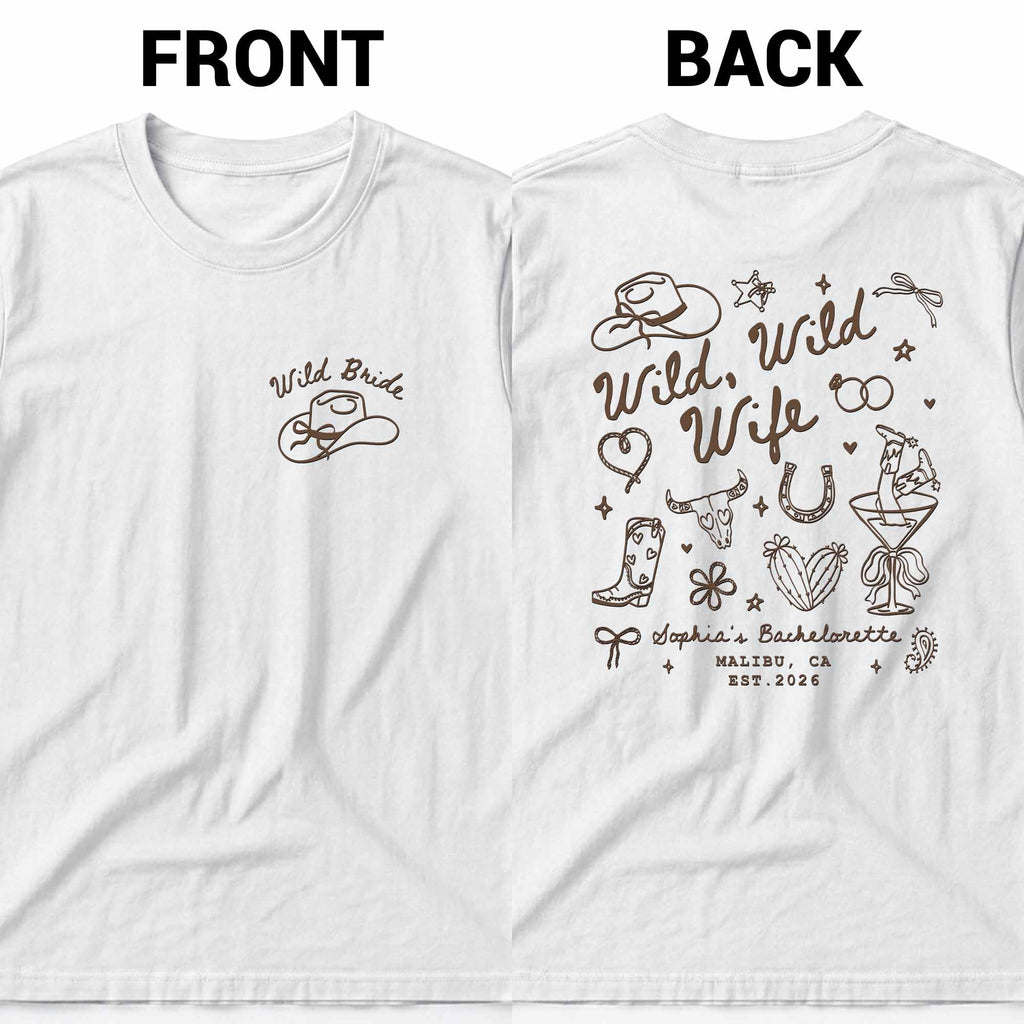 Personalized Custom Bachelorette T-Shirt Gift for Bride T-Shirt Font and Back GradoCreations