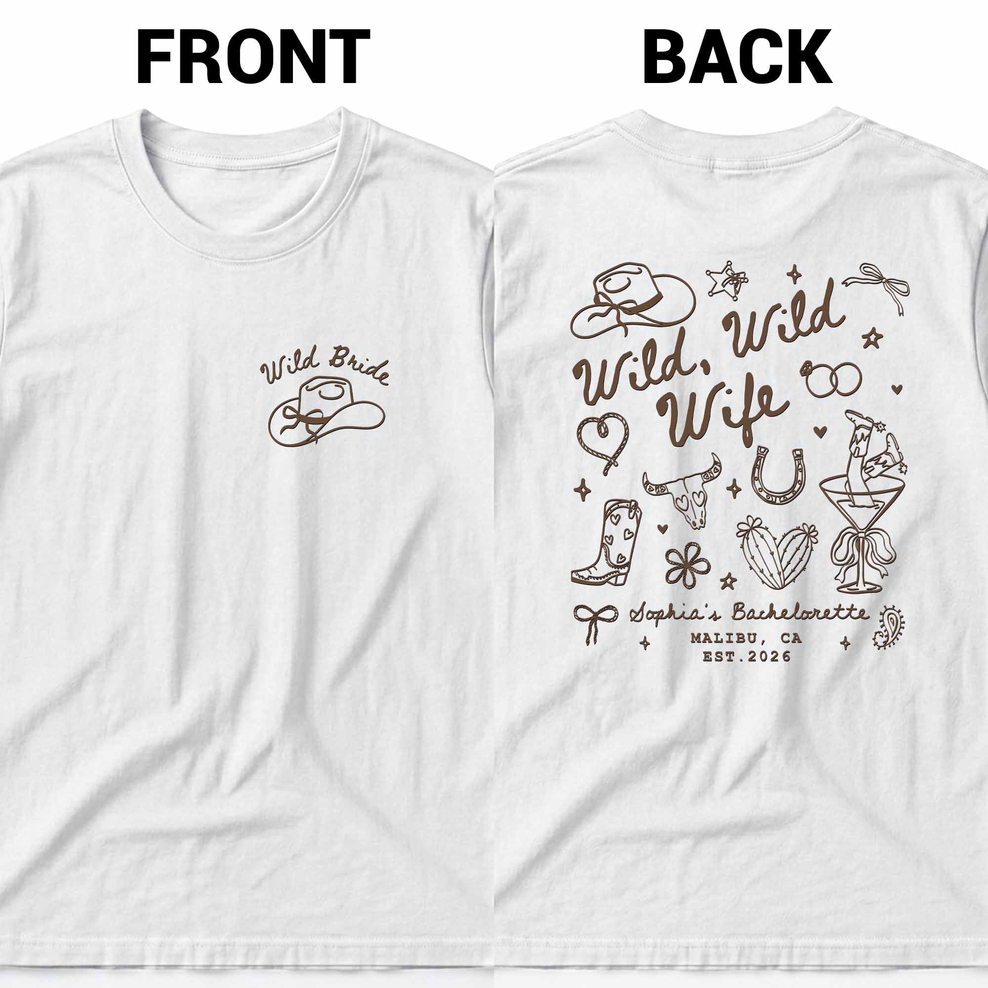 Personalized Custom Bachelorette T-Shirt Gift for Bride T-Shirt Font and Back GradoCreations