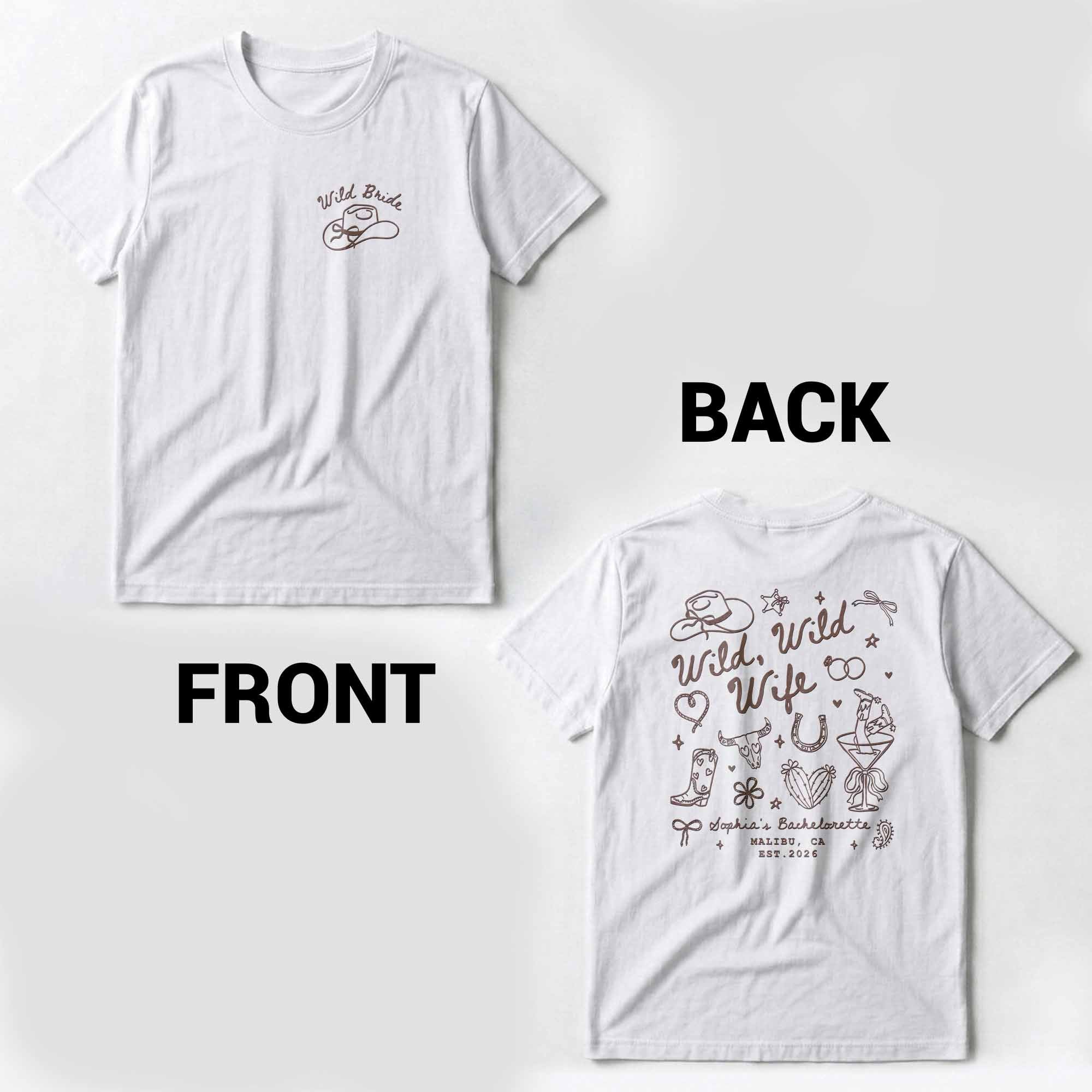 Personalized Custom Bachelorette T-Shirt Gift for Bride T-Shirt Font and Back GradoCreations