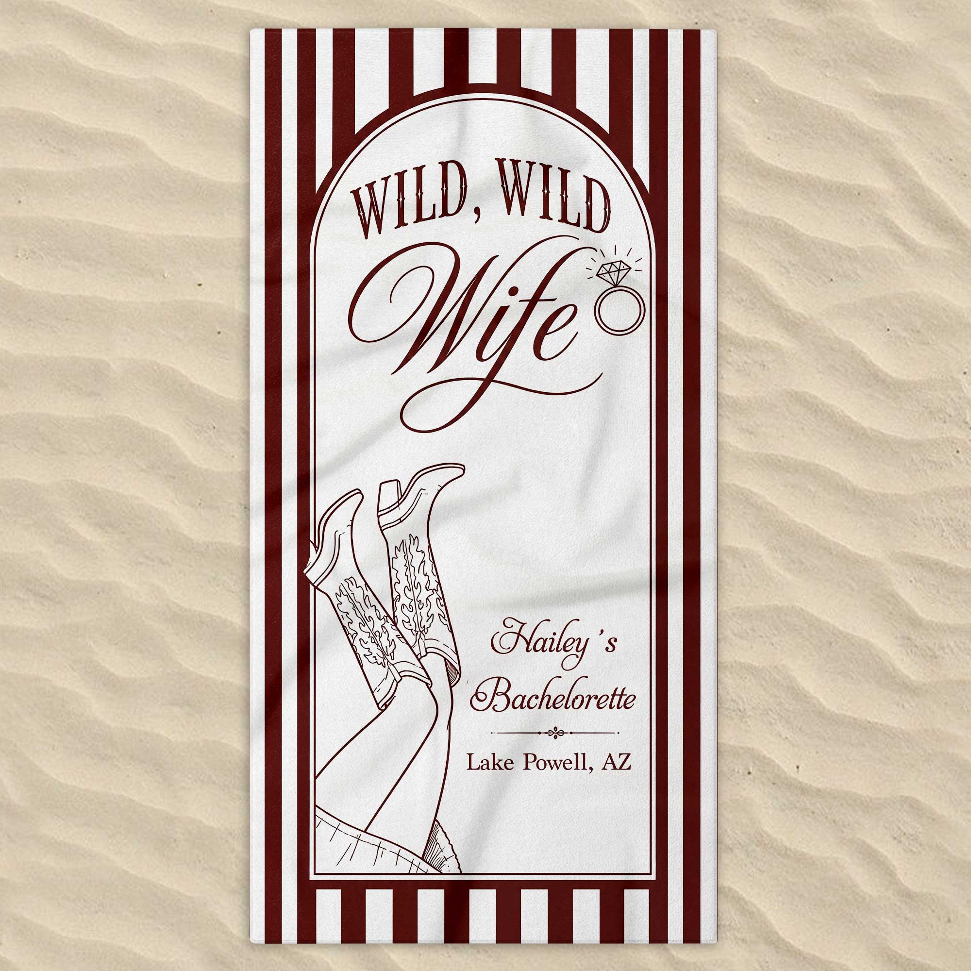 Personalized Beach Towel for Wife Bachelorette Party Custom Name Beach Towels GradoCreations