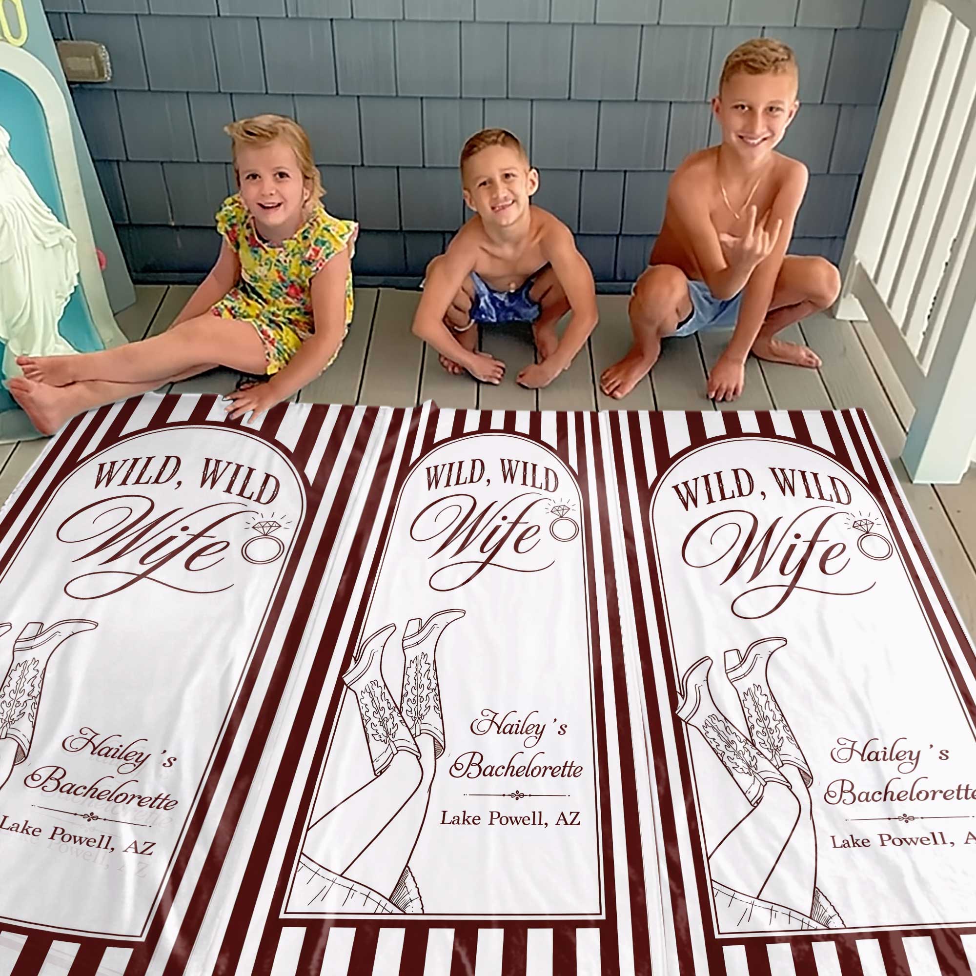 Personalized Beach Towel for Wife Bachelorette Party Custom Name Beach Towels GradoCreations