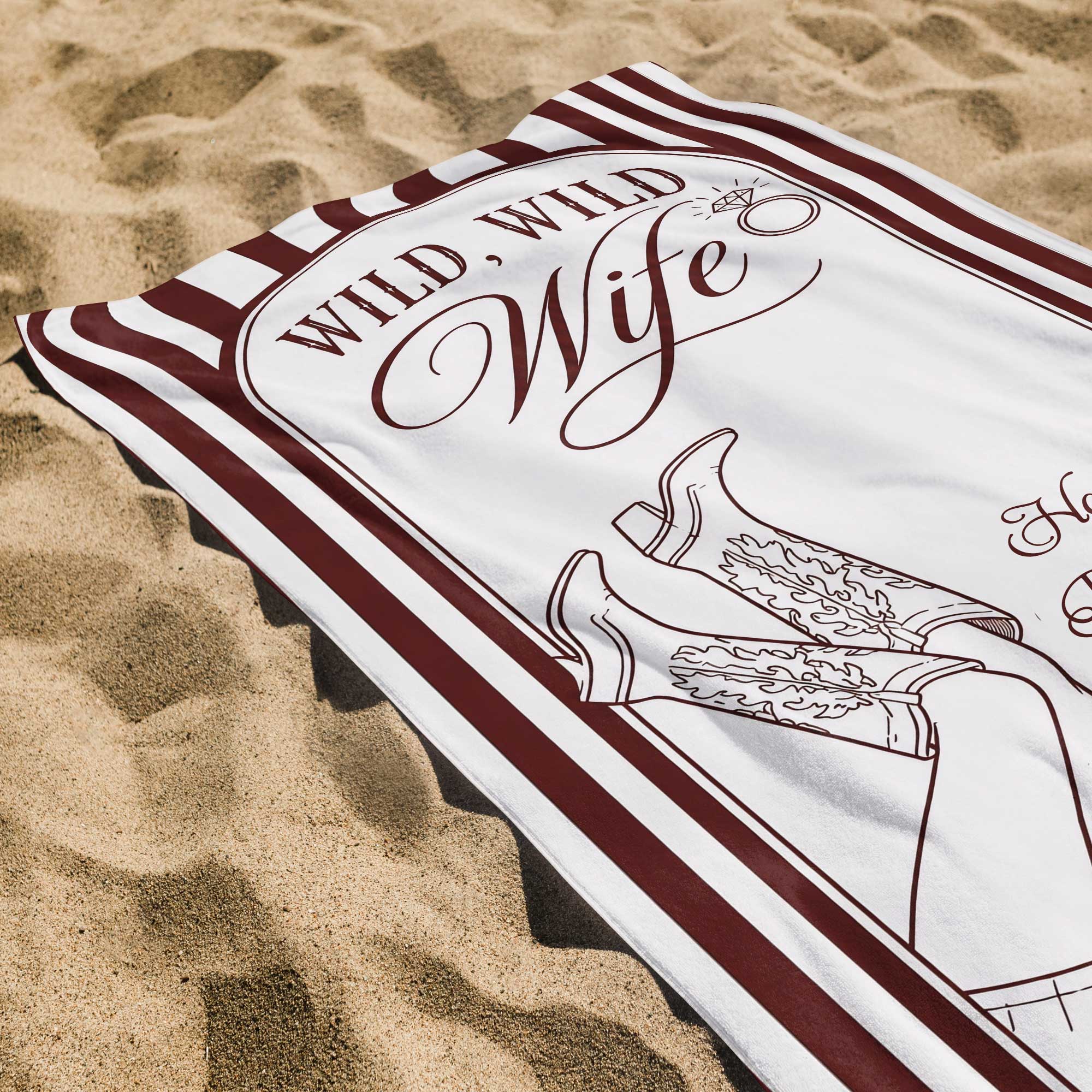 Personalized Beach Towel for Wife Bachelorette Party Custom Name Beach Towels GradoCreations