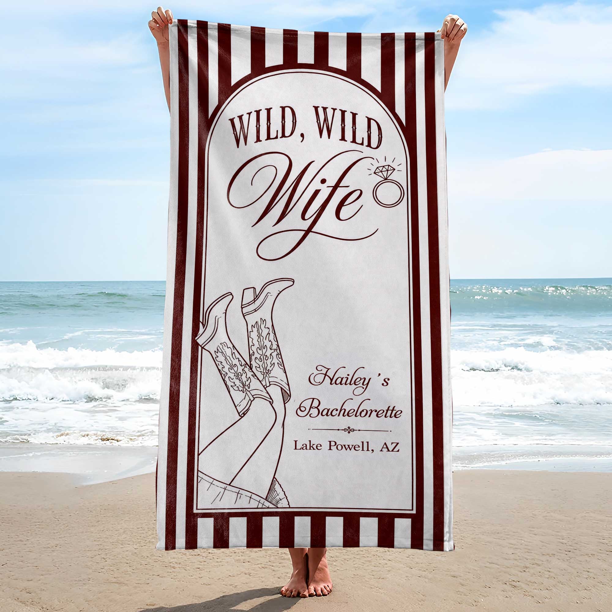 Personalized Beach Towel for Wife Bachelorette Party Custom Name Beach Towels GradoCreations