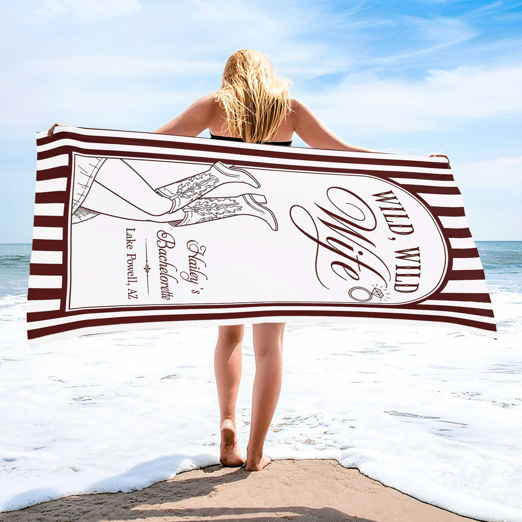 Personalized Beach Towel for Wife Bachelorette Party Custom Name Beach Towels GradoCreations