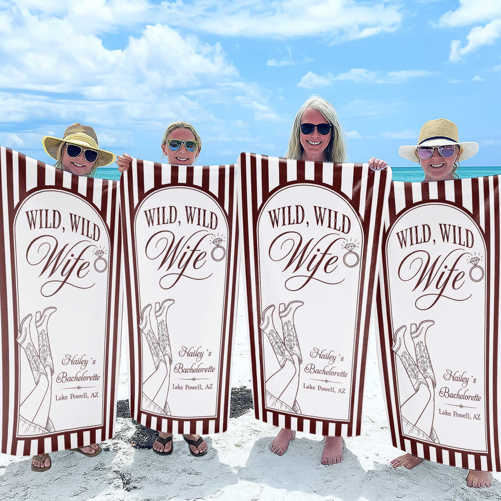 Personalized Beach Towel for Wife Bachelorette Party Custom Name Beach Towels GradoCreations