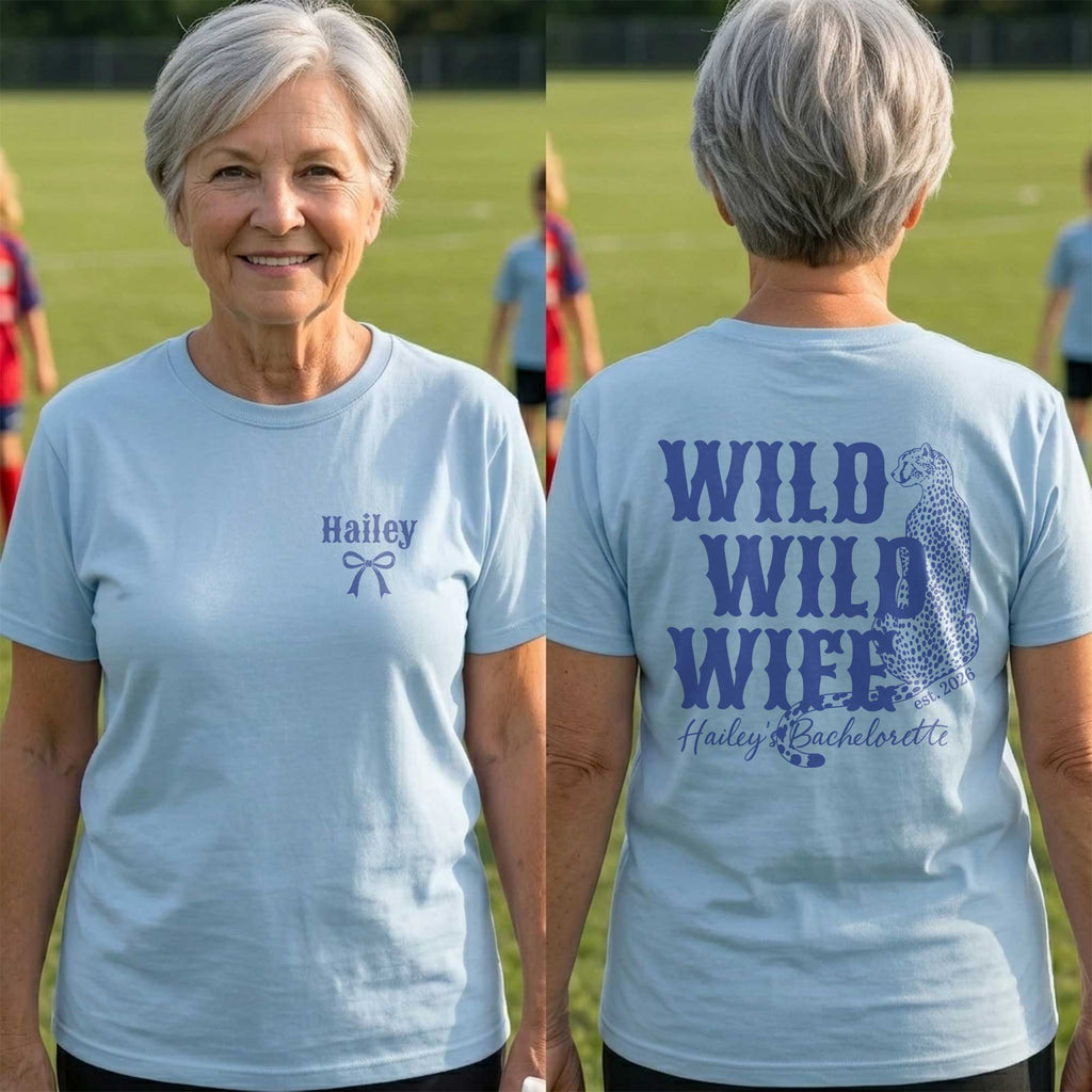 Personalized Cheetah Bachelorette T-Shirt Custom Front Back Gift T-Shirt Font and Back GradoCreations