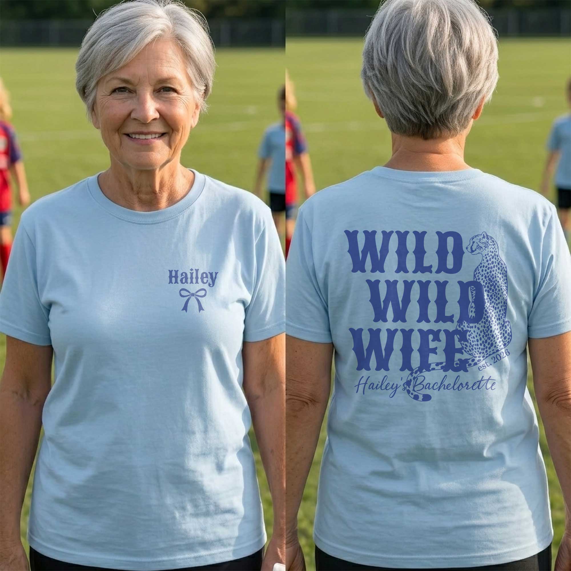 Personalized Cheetah Bachelorette T-Shirt Custom Front Back Gift T-Shirt Font and Back GradoCreations