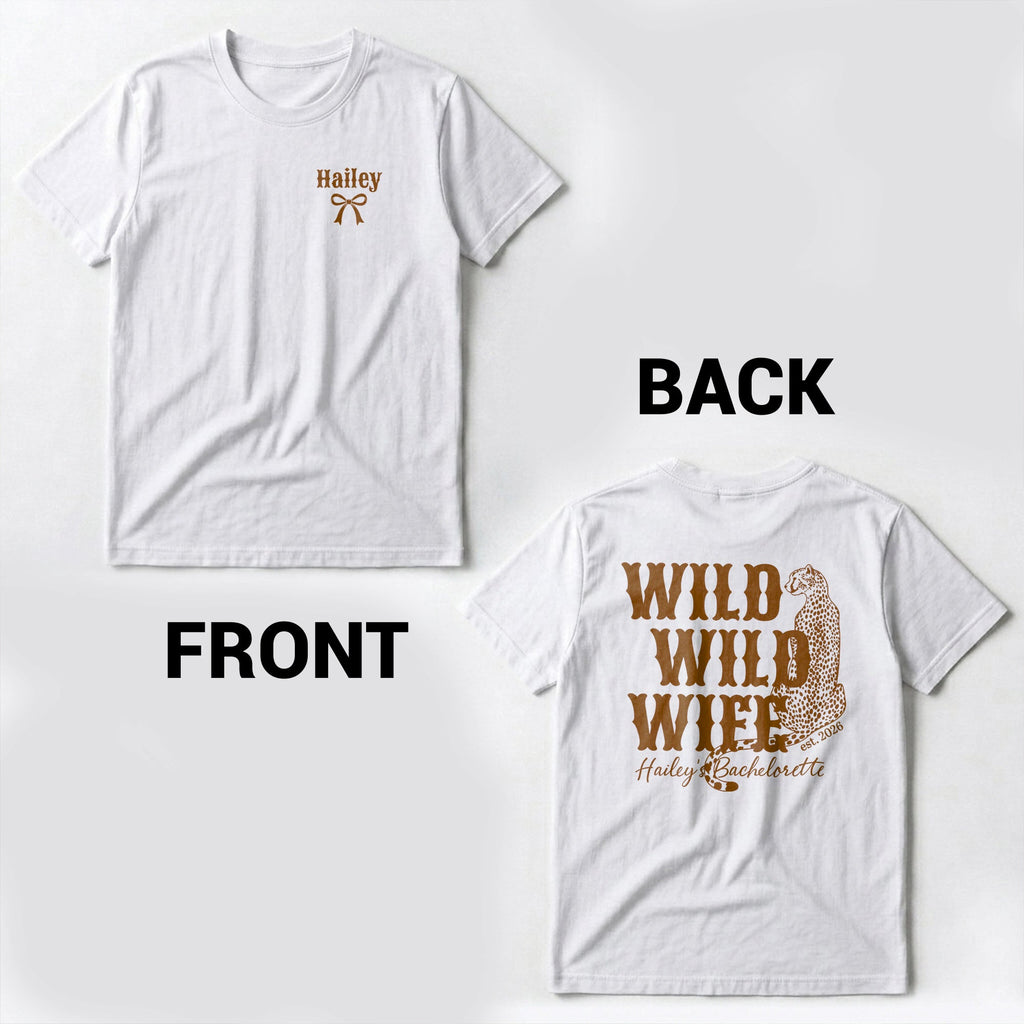 Personalized Cheetah Bachelorette T-Shirt Custom Front Back Gift T-Shirt Font and Back GradoCreations