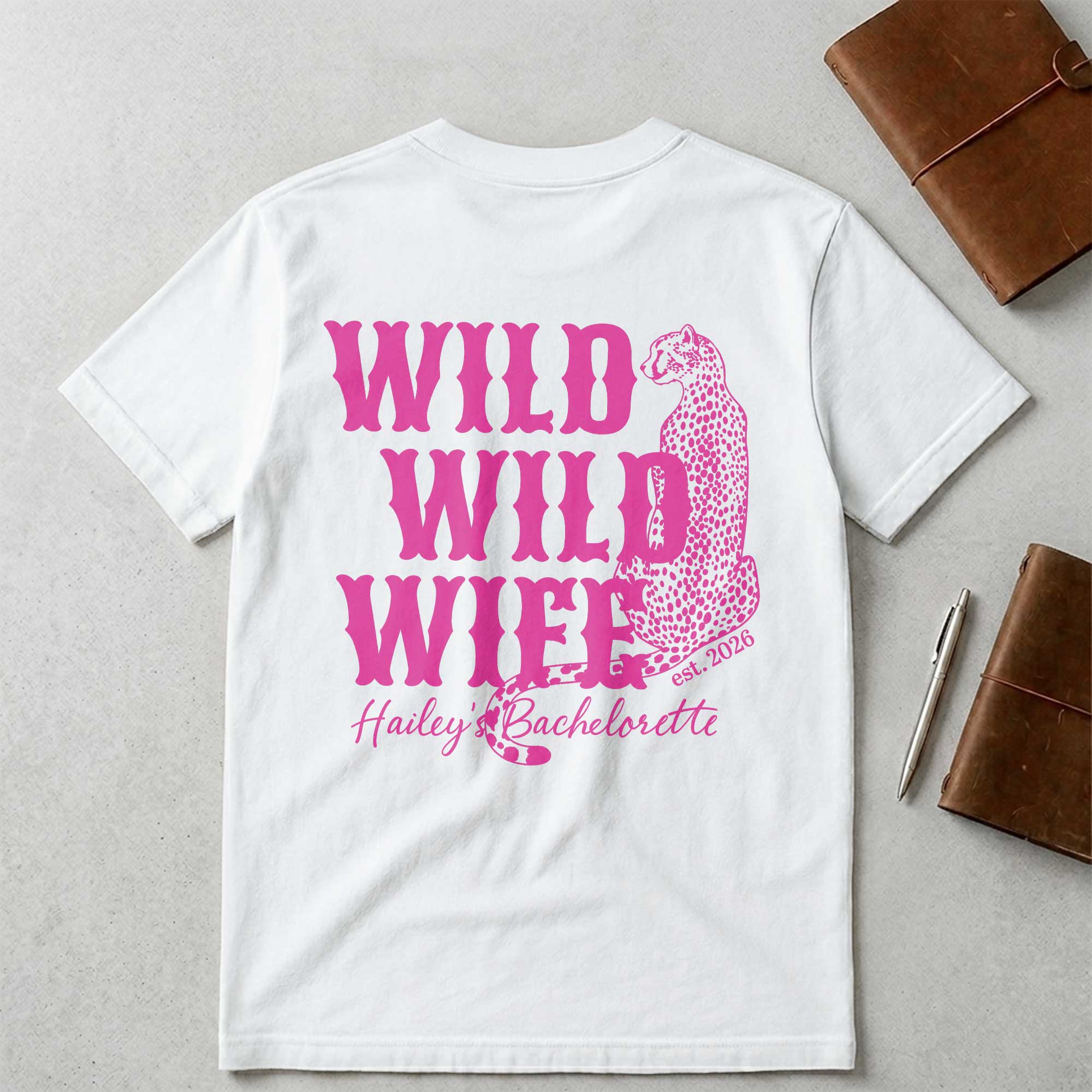 Personalized Cheetah Bachelorette T-Shirt Custom Front Back Gift T-Shirt Font and Back GradoCreations