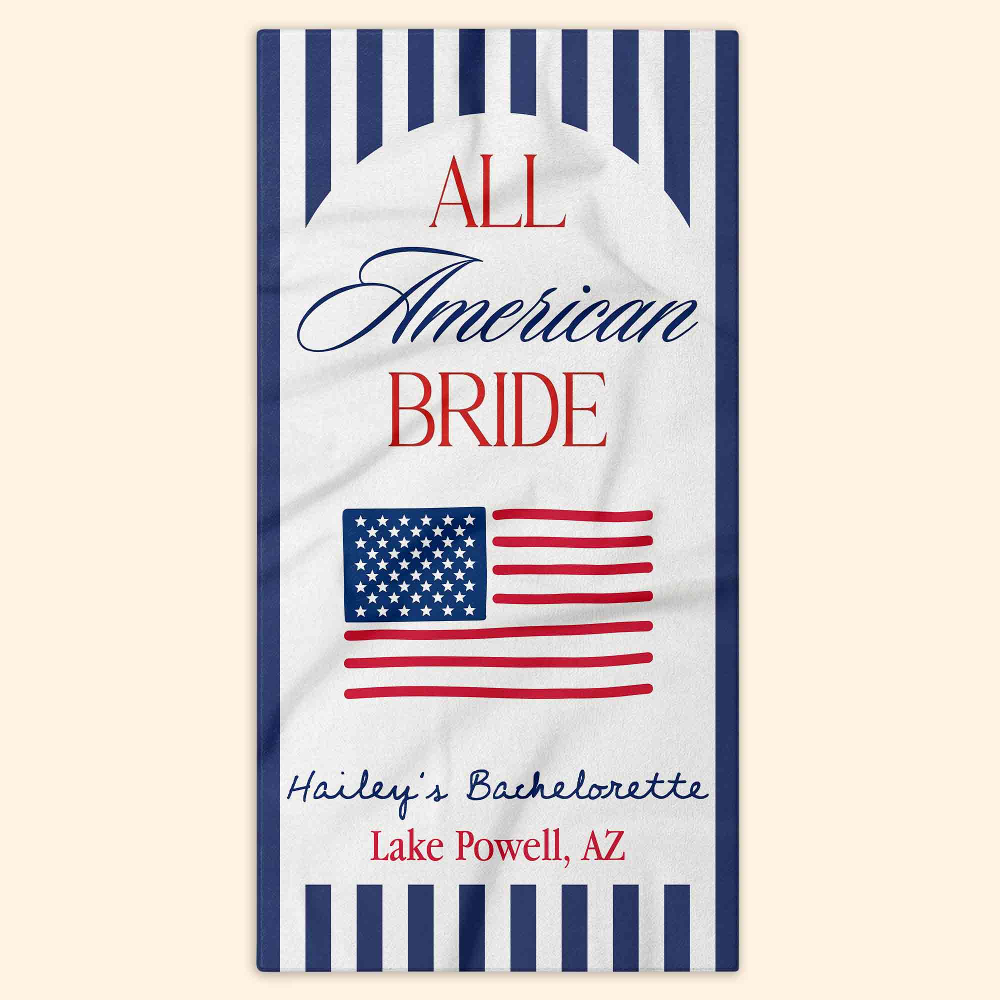Personalized Beach Towel USA Flag Bridal Gift Custom Name Beach Towels GradoCreations
