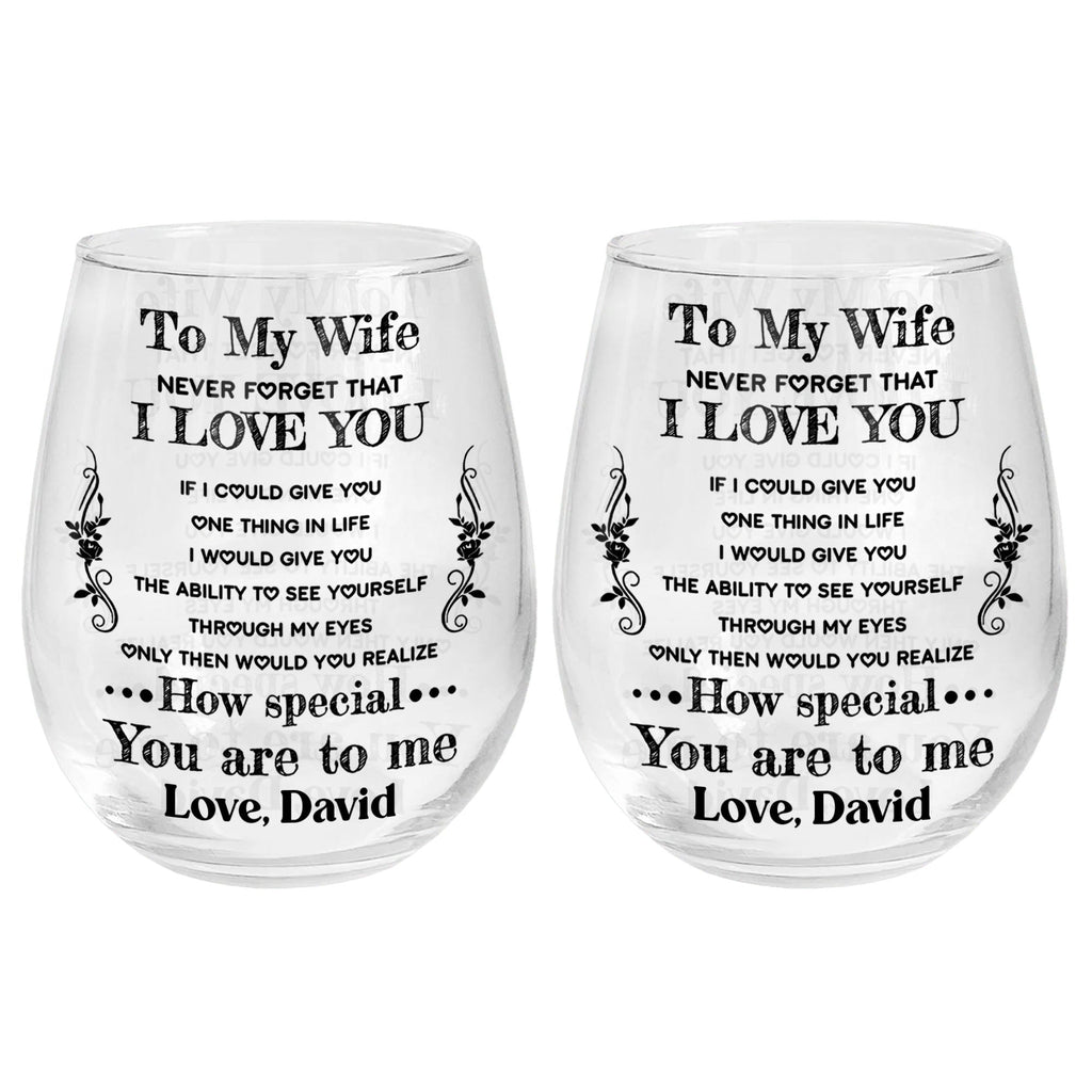 Personalized Stemless Wine Glass Custom Text Gift for Wife Wine Glasses GradoCreations