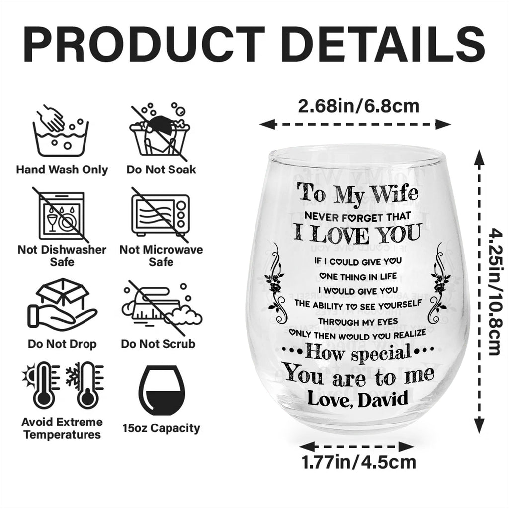 Personalized Stemless Wine Glass Custom Text Gift for Wife Wine Glasses GradoCreations