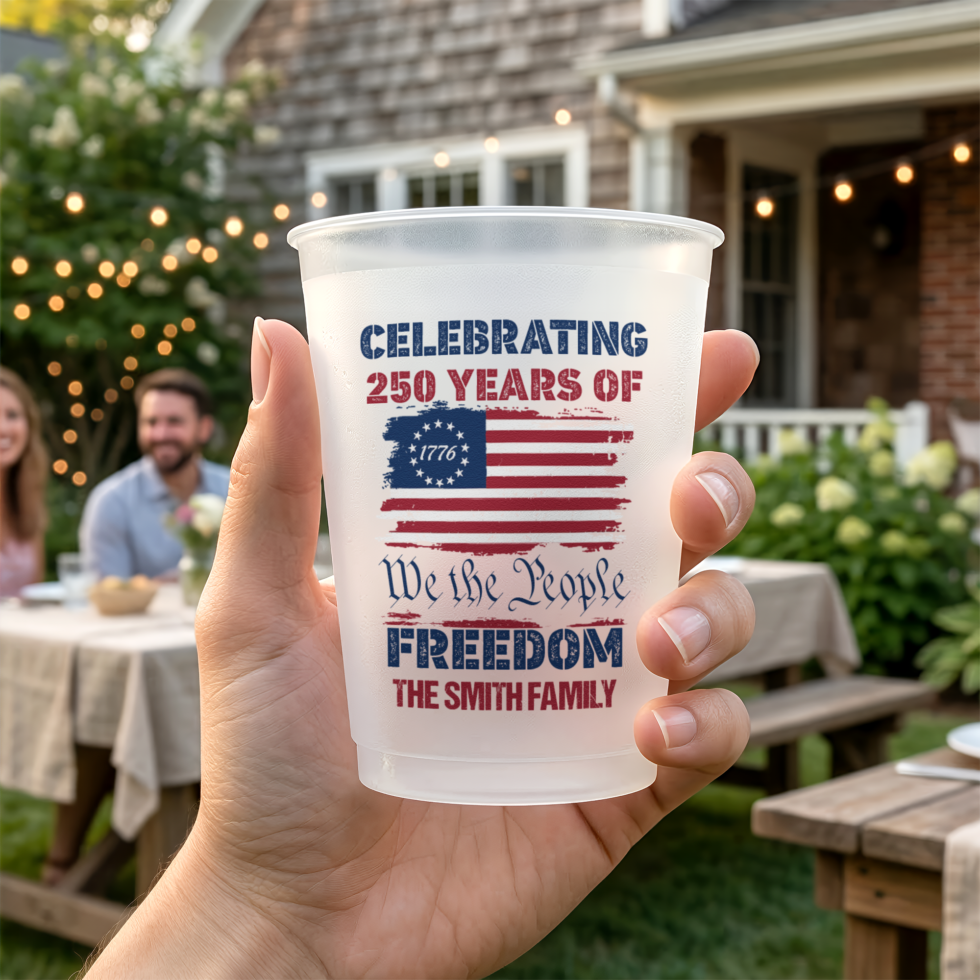 Personalized Frosted Cups 250 Years of Freedom Gift for Family