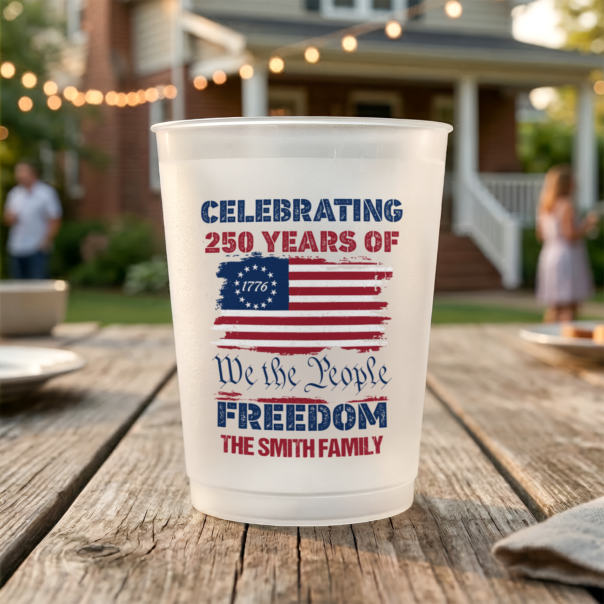 Personalized Frosted Cups 250 Years of Freedom Gift for Family