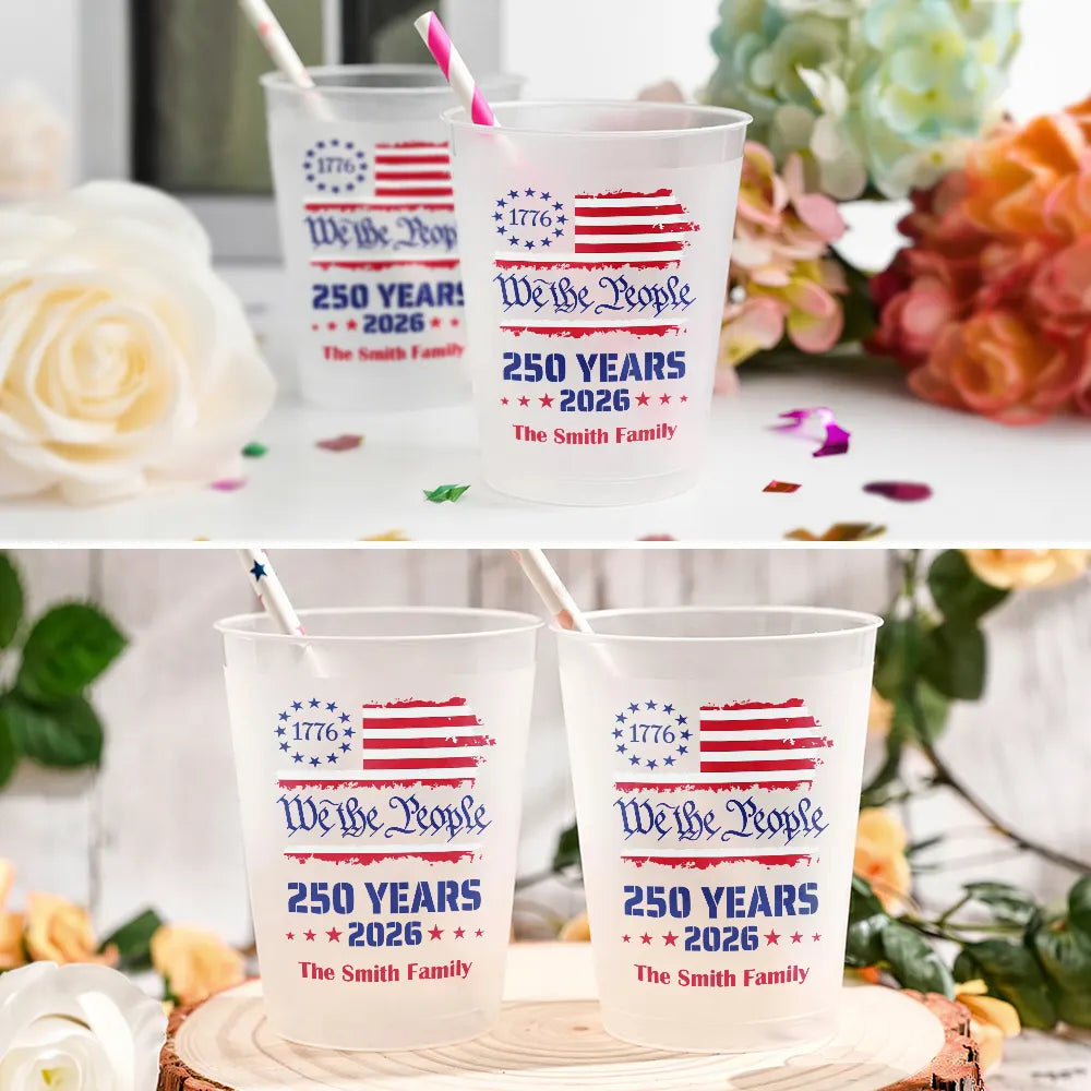 Personalized Frosted Cups We The People 250 Years Gift for Family