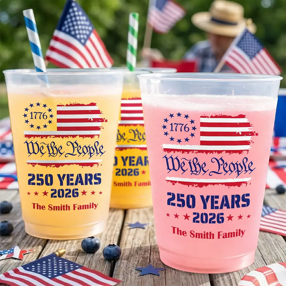 Personalized Frosted Cups We The People 250 Years Gift for Family