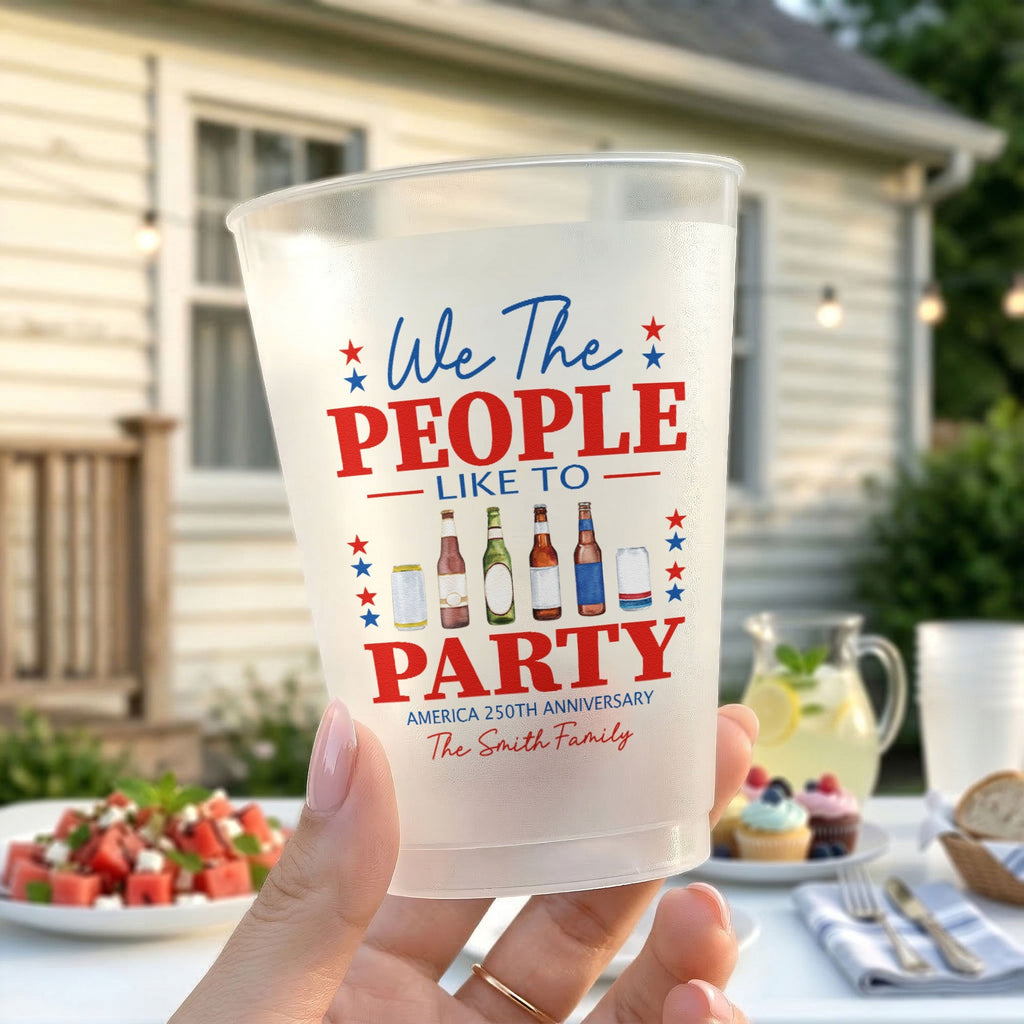 Personalized Frosted Cups America 250th Anniversary Patriotic Gift