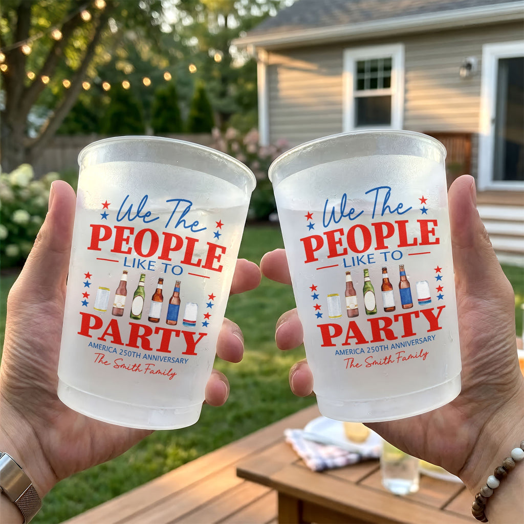 Personalized Frosted Cups America 250th Anniversary Patriotic Gift