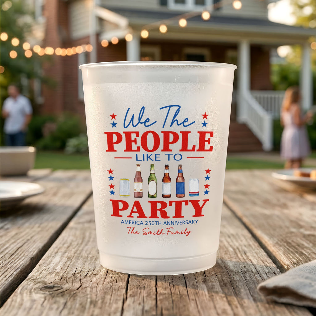 Personalized Frosted Cups America 250th Anniversary Patriotic Gift