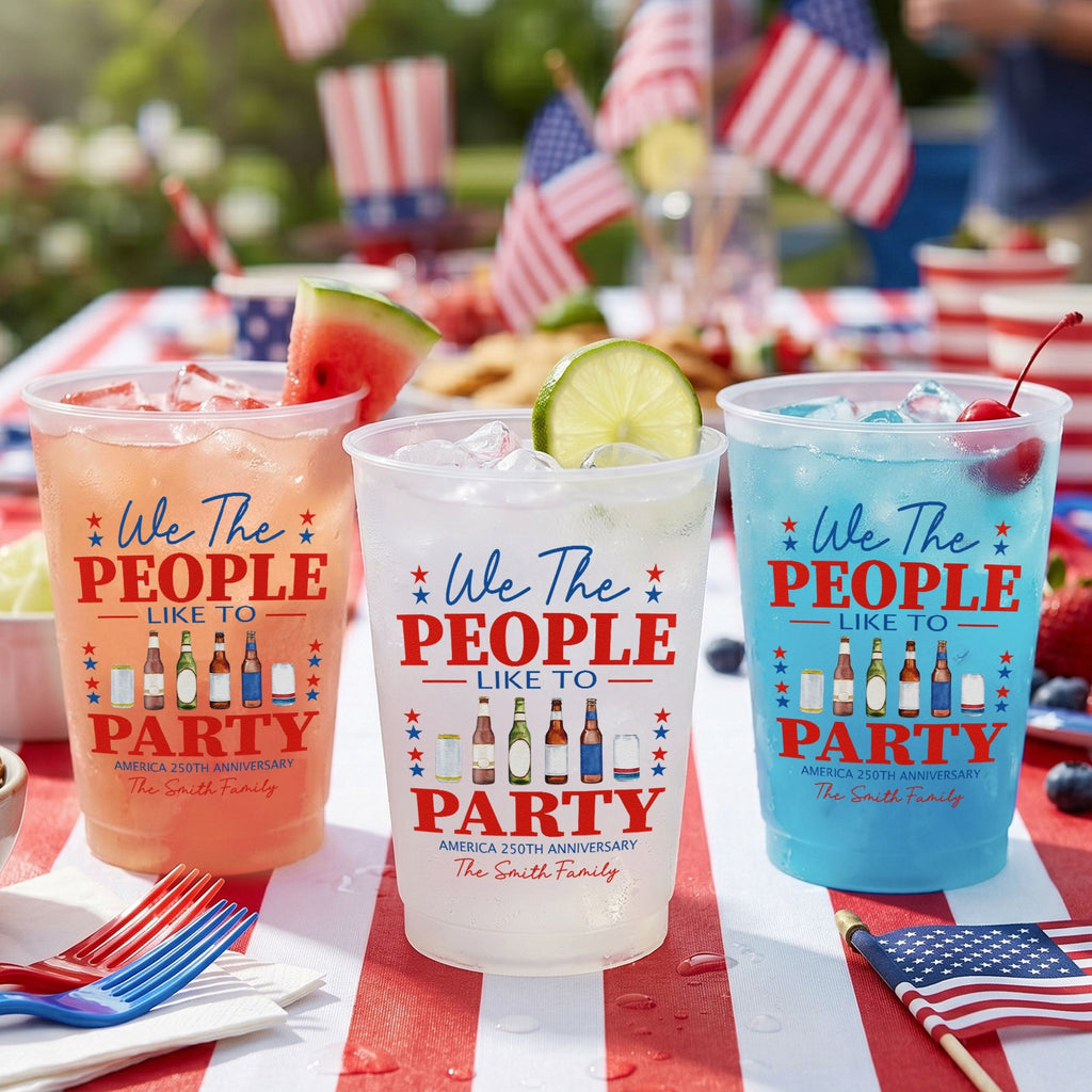 Personalized Frosted Cups America 250th Anniversary Patriotic Gift