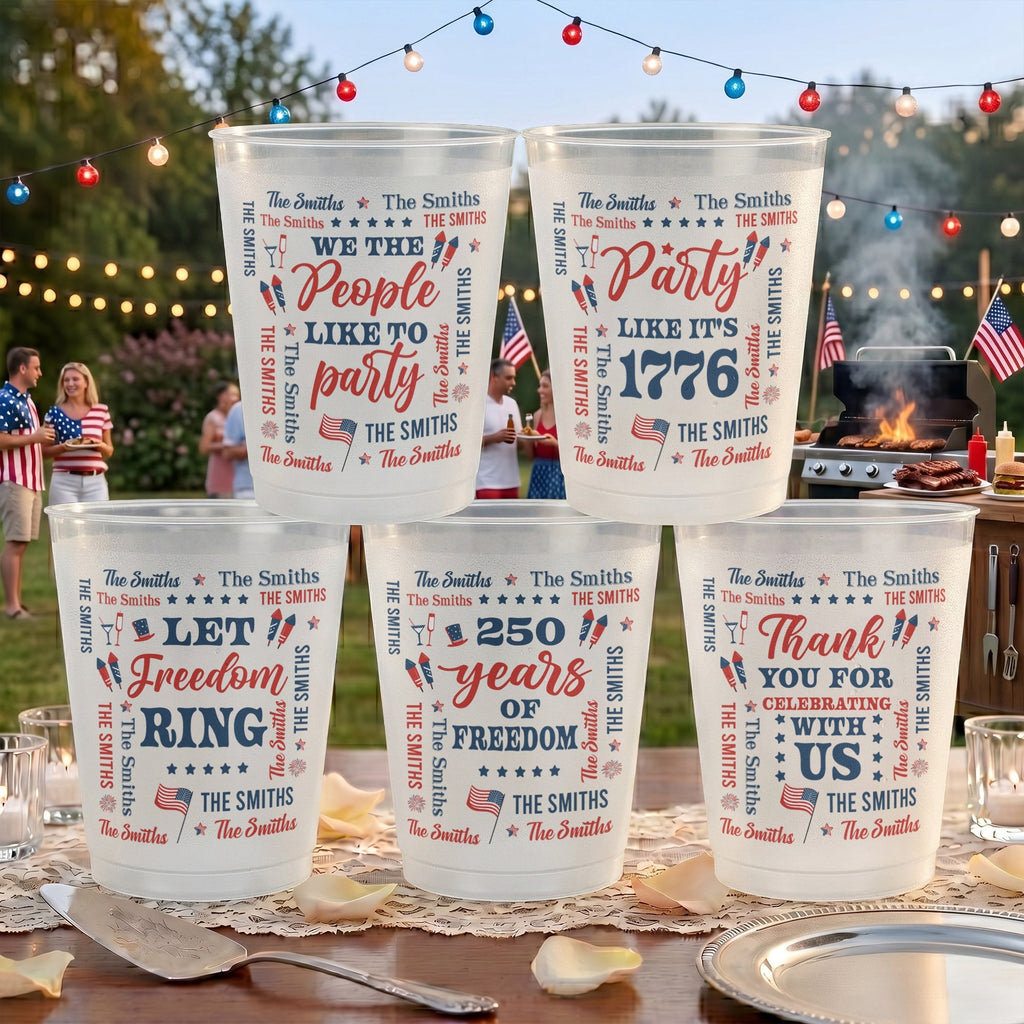 Personalized Frosted Cups 250 Years of Freedom Gift for Family