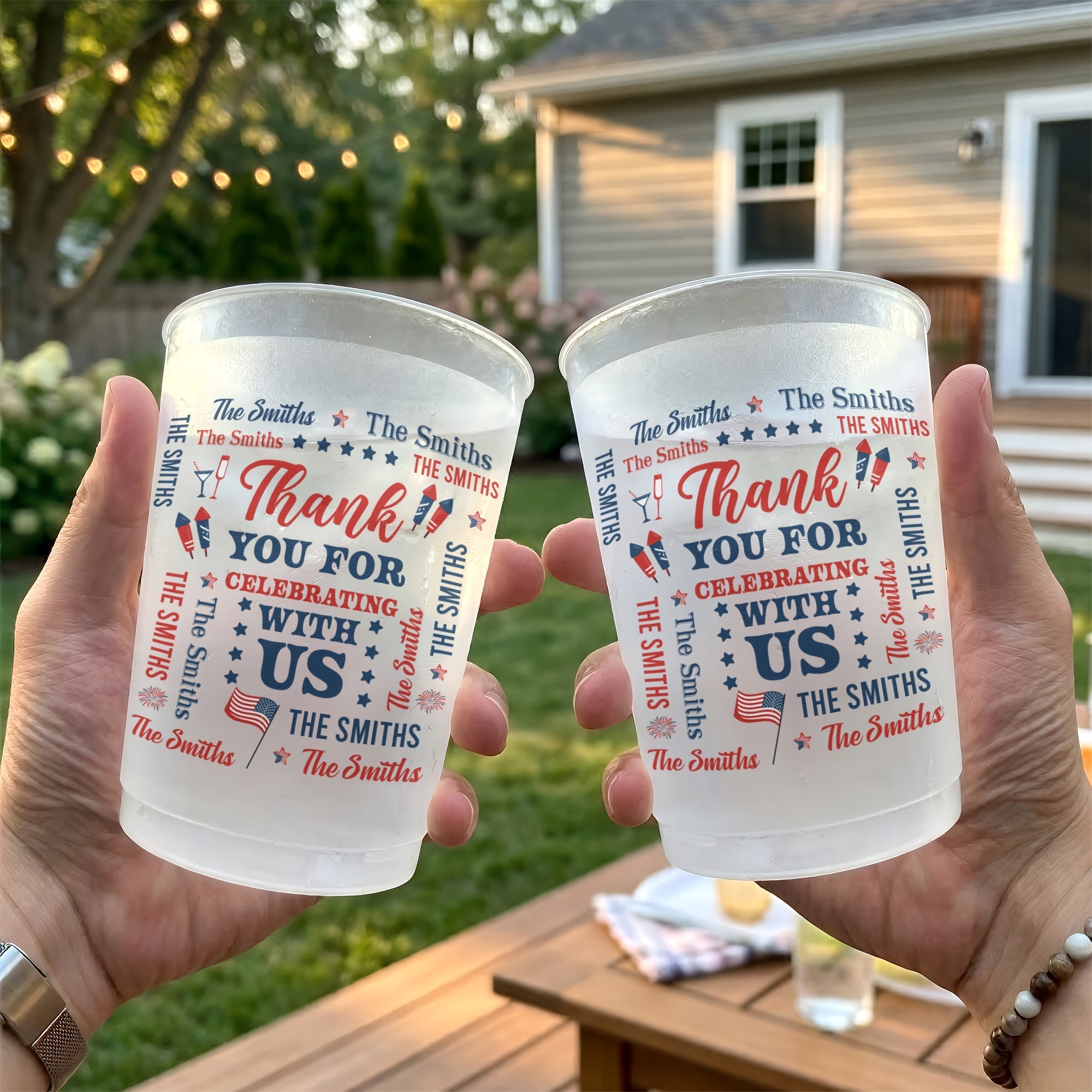 Personalized Frosted Cups 250 Years of Freedom Gift for Family