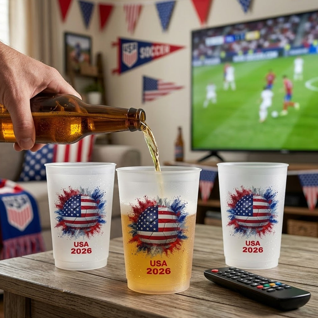 Personalized Frosted Cups with Country Flags for Football Fans